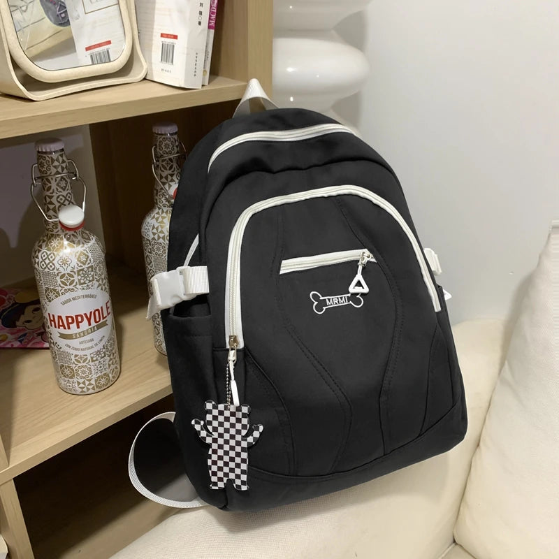 Cute Female Backpack Casual Laptop College Student Rucksack Nylon Teenage Boy Girl School Bag Multi Pocket Women Bagpack 2023