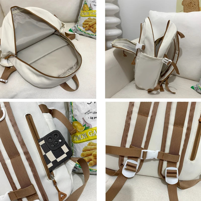 Cute Female Backpack Casual Laptop College Student Rucksack Nylon Teenage Boy Girl School Bag Multi Pocket Women Bagpack 2023