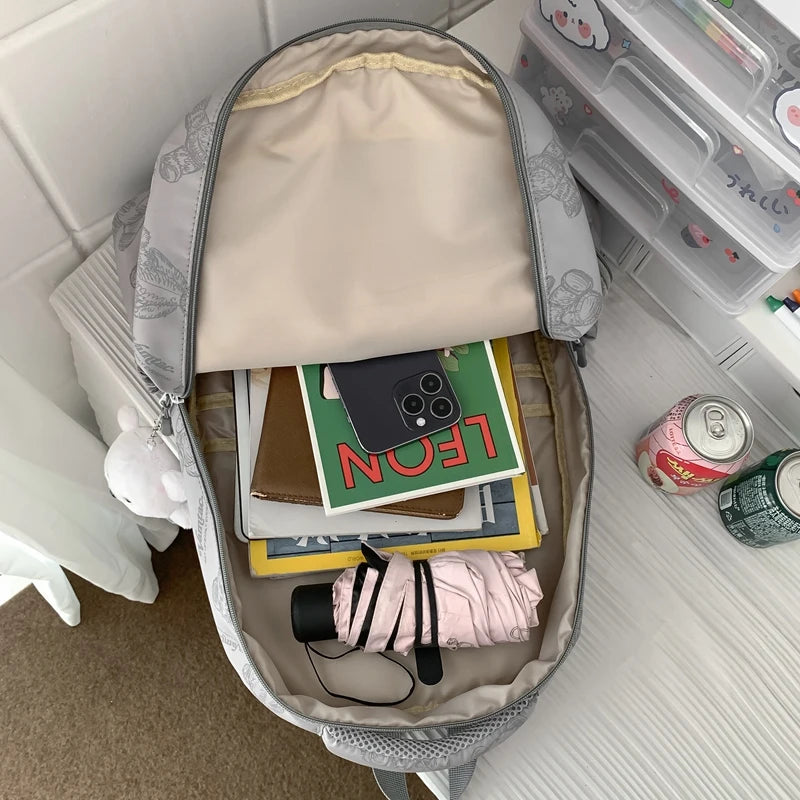 Cute Female Waterproof Printing Laptop College Backpack Girl Travel Leisure School Bag Fashion Women Student Lady Nylon Book Bag