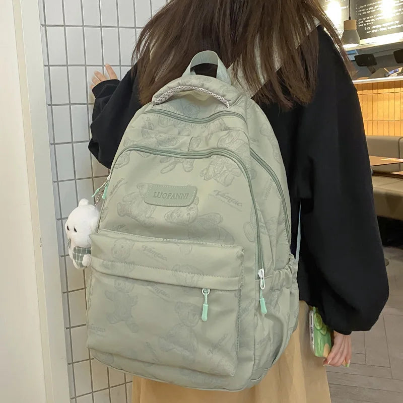 Cute Female Waterproof Printing Laptop College Backpack Girl Travel Leisure School Bag Fashion Women Student Lady Nylon Book Bag