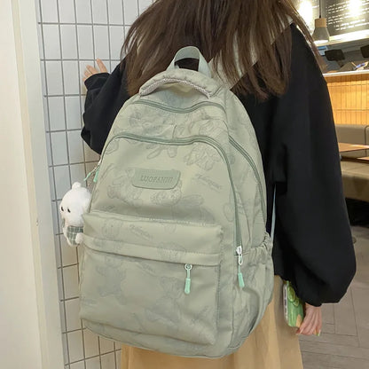 Cute Female Waterproof Printing Laptop College Backpack Girl Travel Leisure School Bag Fashion Women Student Lady Nylon Book Bag