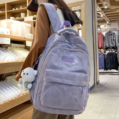Cute Female Waterproof Printing Laptop College Backpack Girl Travel Leisure School Bag Fashion Women Student Lady Nylon Book Bag