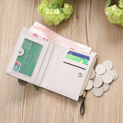 Cute Fox Rabbit Embroidered Purse for women 2 Folding Wallet Girls Small Hasp Coin Pocket Purse Female Designer Short Wallets