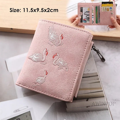 Cute Fox Rabbit Embroidered Purse for women 2 Folding Wallet Girls Small Hasp Coin Pocket Purse Female Designer Short Wallets