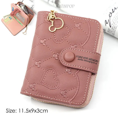 Cute Fox Rabbit Embroidered Purse for women 2 Folding Wallet Girls Small Hasp Coin Pocket Purse Female Designer Short Wallets