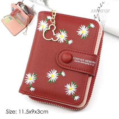 Cute Fox Rabbit Embroidered Purse for women 2 Folding Wallet Girls Small Hasp Coin Pocket Purse Female Designer Short Wallets