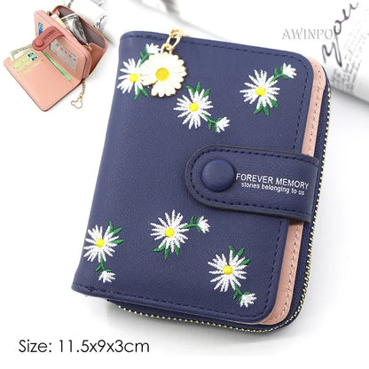 Cute Fox Rabbit Embroidered Purse for women 2 Folding Wallet Girls Small Hasp Coin Pocket Purse Female Designer Short Wallets