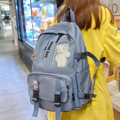Cute Girl White Waterproof Backpack Nylon Ladies School Bag Kawaii Female Laptop Bag Women College Student Mesh Backpack Fashion