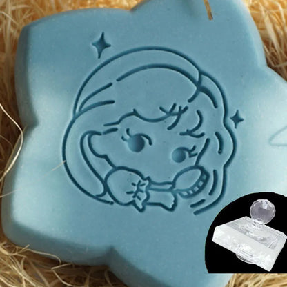 Cute Girls Comb Pattern Stamp Home Cleaning Natural Seal Acrylic Transparent Imprint Soap Stamp For Handmade Making Chapter Tool