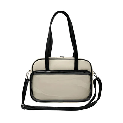 Cute Japan Style Lolita Girl JK Shoulder Bags Students Transparent Window HandBags Tote Heart Zipper Itabag
