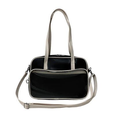 Cute Japan Style Lolita Girl JK Shoulder Bags Students Transparent Window HandBags Tote Heart Zipper Itabag