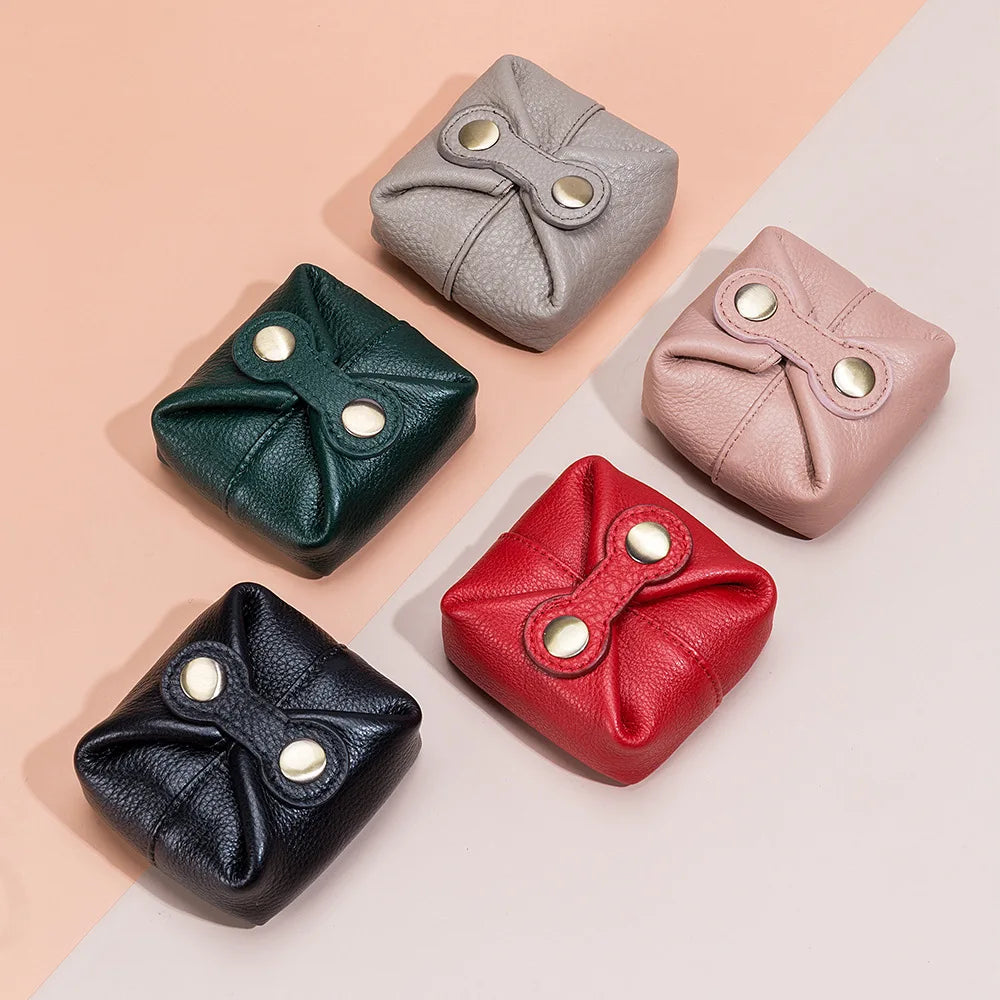 Cute Japanese Style Coins Wallet Soft Cowhide Women Coin Purse Mini Earphone Key Pouch Female Hasp Cards Lipstick Storage Bags