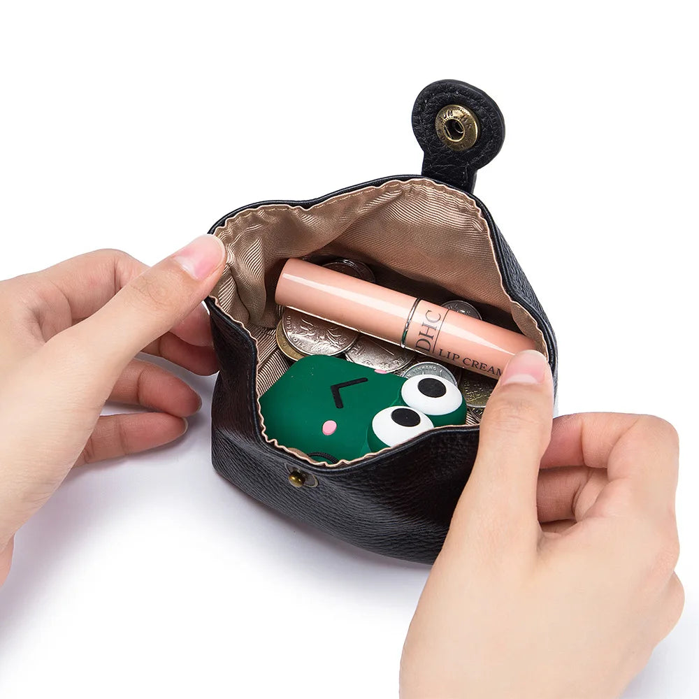Cute Japanese Style Coins Wallet Soft Cowhide Women Coin Purse Mini Earphone Key Pouch Female Hasp Cards Lipstick Storage Bags