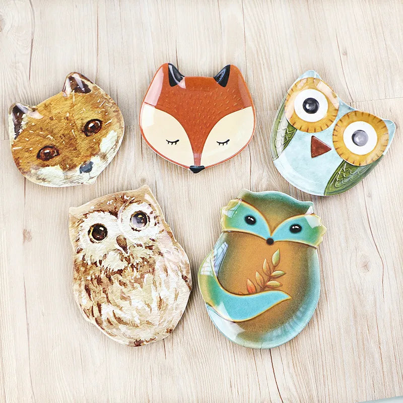 Cute Kids Plate animal shape Owl Dishes and Plates Cake Pastry Melamine Dinner Tableware Saucer Tray Steak Decor Baby Dish
