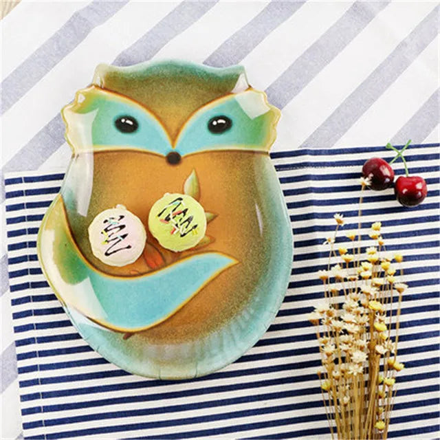 Cute Kids Plate animal shape Owl Dishes and Plates Cake Pastry Melamine Dinner Tableware Saucer Tray Steak Decor Baby Dish