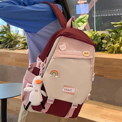 Cute Lady Book Badge Nylon Laptop College Bag Fashion Women High Capacity Female Kawaii Student Backpack Girl Travel School Bags