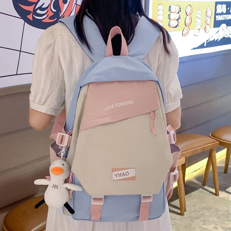 Cute Lady Book Badge Nylon Laptop College Bag Fashion Women High Capacity Female Kawaii Student Backpack Girl Travel School Bags