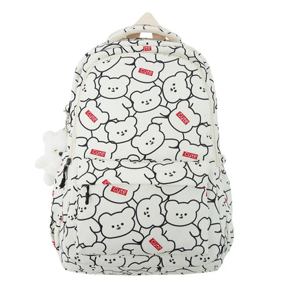 Cute Lady High Capacity Leisure Cartoon Printing College Backpack Trendy Women Fashion Nylon Laptop Book Girl Travel School Bags