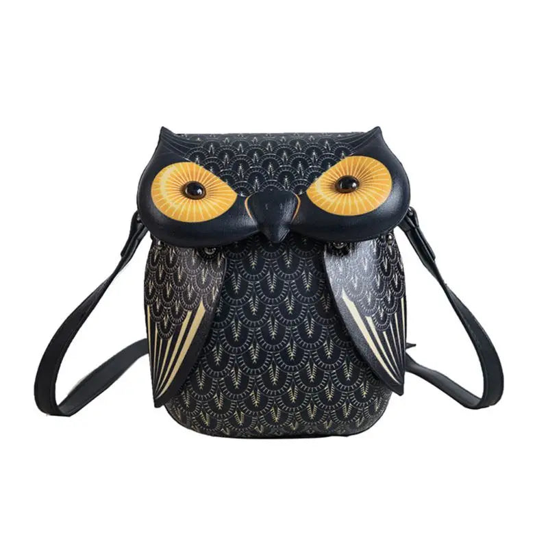 Cute Owl Cartoon PU Leather Handbag Casual Satchel School Purse Shoulder Bag Crossbody
