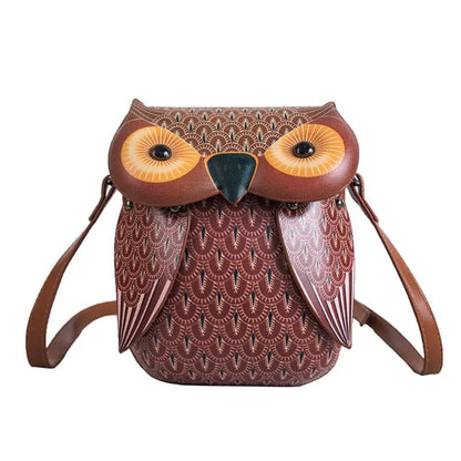 Cute Owl Cartoon PU Leather Handbag Casual Satchel School Purse Shoulder Bag Crossbody