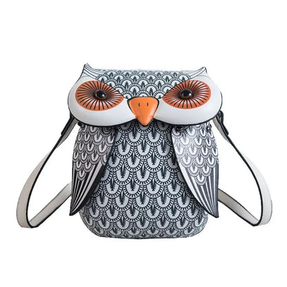Cute Owl Cartoon PU Leather Handbag Casual Satchel School Purse Shoulder Bag Crossbody