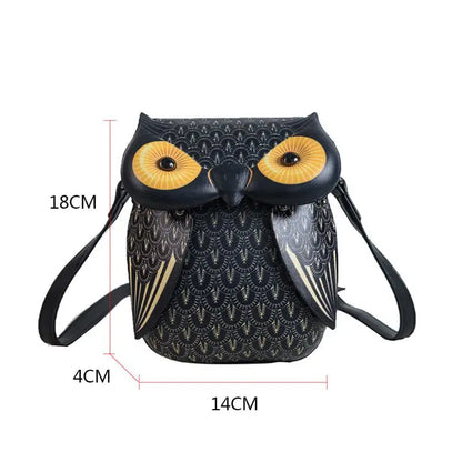 Cute Owl Cartoon PU Leather Handbag Casual Satchel School Purse Shoulder Bag Crossbody