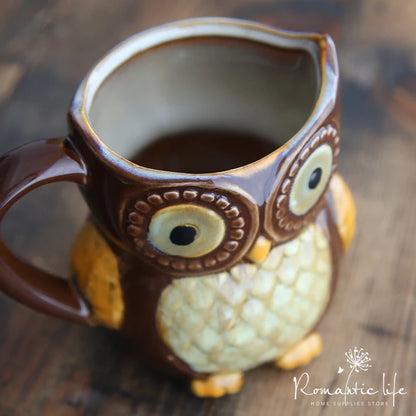 Cute Owl Mugs 300ml Cartoon Coffee Mug Ceramic 3D Animal Milk Tea Cups Breakfast Morning Coffee Mug for Collection Drop Shipping