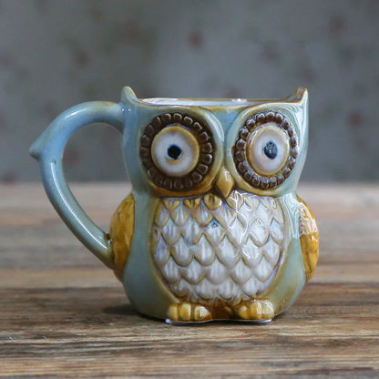 Cute Owl Mugs 300ml Cartoon Coffee Mug Ceramic 3D Animal Milk Tea Cups Breakfast Morning Coffee Mug for Collection Drop Shipping
