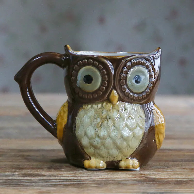 Cute Owl Mugs 300ml Cartoon Coffee Mug Ceramic 3D Animal Milk Tea Cups Breakfast Morning Coffee Mug for Collection Drop Shipping