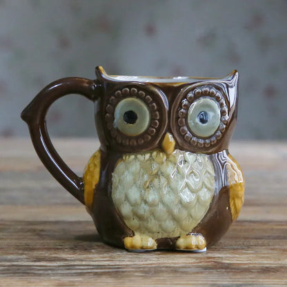 Cute Owl Mugs 300ml Cartoon Coffee Mug Ceramic 3D Animal Milk Tea Cups Breakfast Morning Coffee Mug for Collection Drop Shipping