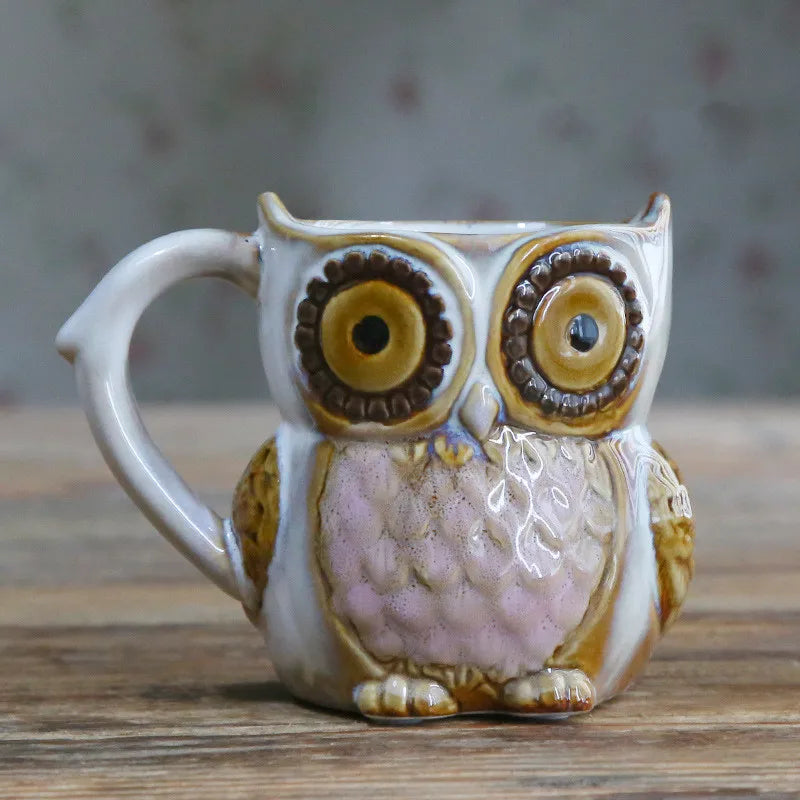 Cute Owl Mugs 300ml Cartoon Coffee Mug Ceramic 3D Animal Milk Tea Cups Breakfast Morning Coffee Mug for Collection Drop Shipping