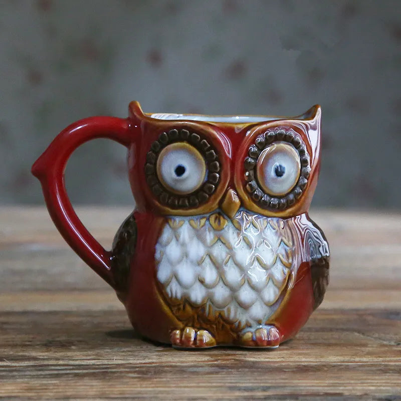 Cute Owl Mugs 300ml Cartoon Coffee Mug Ceramic 3D Animal Milk Tea Cups Breakfast Morning Coffee Mug for Collection Drop Shipping