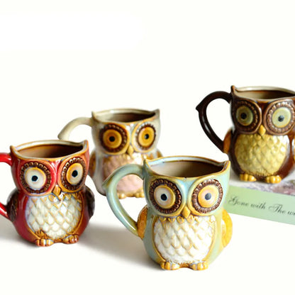 Cute Owl Mugs 300ml Cartoon Coffee Mug Ceramic 3D Animal Milk Tea Cups Breakfast Morning Coffee Mug for Collection Drop Shipping