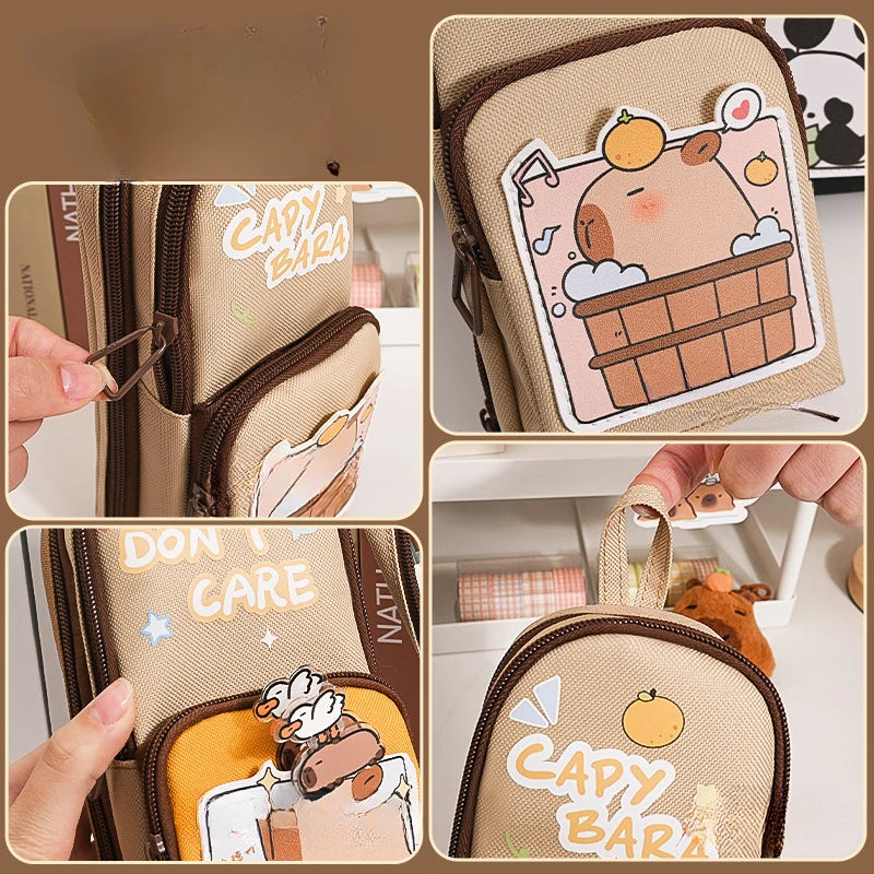 Cute Panda Pencil Case Holder Unique 3D Stand-up Pencil Pouch,Big Capacity Stationery Organizer Bag for Office School Teens