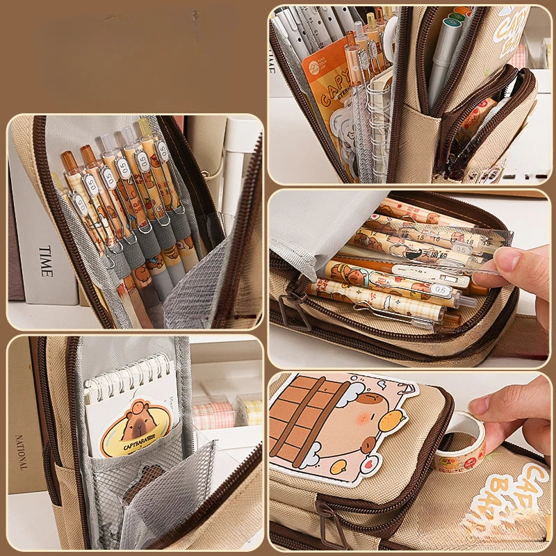 Cute Panda Pencil Case Holder Unique 3D Stand-up Pencil Pouch,Big Capacity Stationery Organizer Bag for Office School Teens