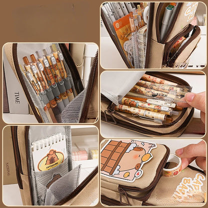 Cute Panda Pencil Case Holder Unique 3D Stand-up Pencil Pouch,Big Capacity Stationery Organizer Bag for Office School Teens