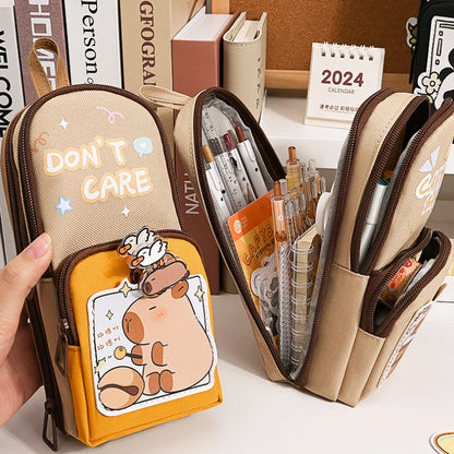 Cute Panda Pencil Case Holder Unique 3D Stand-up Pencil Pouch,Big Capacity Stationery Organizer Bag for Office School Teens