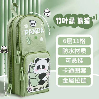 Cute Panda Pencil Case Holder Unique 3D Stand-up Pencil Pouch,Big Capacity Stationery Organizer Bag for Office School Teens