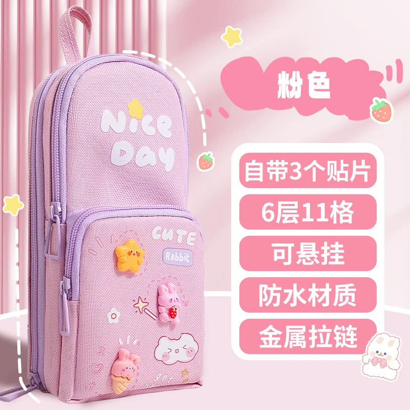 Cute Panda Pencil Case Holder Unique 3D Stand-up Pencil Pouch,Big Capacity Stationery Organizer Bag for Office School Teens