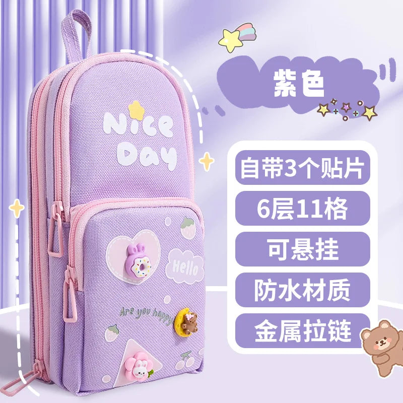 Cute Panda Pencil Case Holder Unique 3D Stand-up Pencil Pouch,Big Capacity Stationery Organizer Bag for Office School Teens