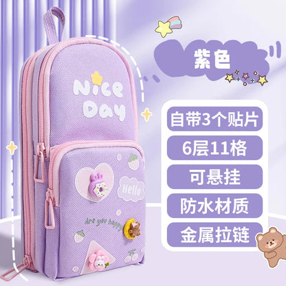 Cute Panda Pencil Case Holder Unique 3D Stand-up Pencil Pouch,Big Capacity Stationery Organizer Bag for Office School Teens