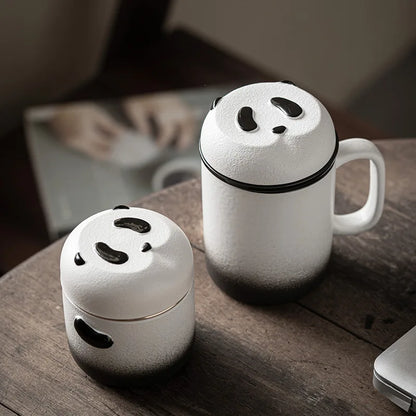 Cute Panda Tea Cup Set Ceramic Tea Cup Tea Pot Office Water Cup with Lid Filter Tea Cup Teaware Chinese Kung Fu Tea Set Gift Box