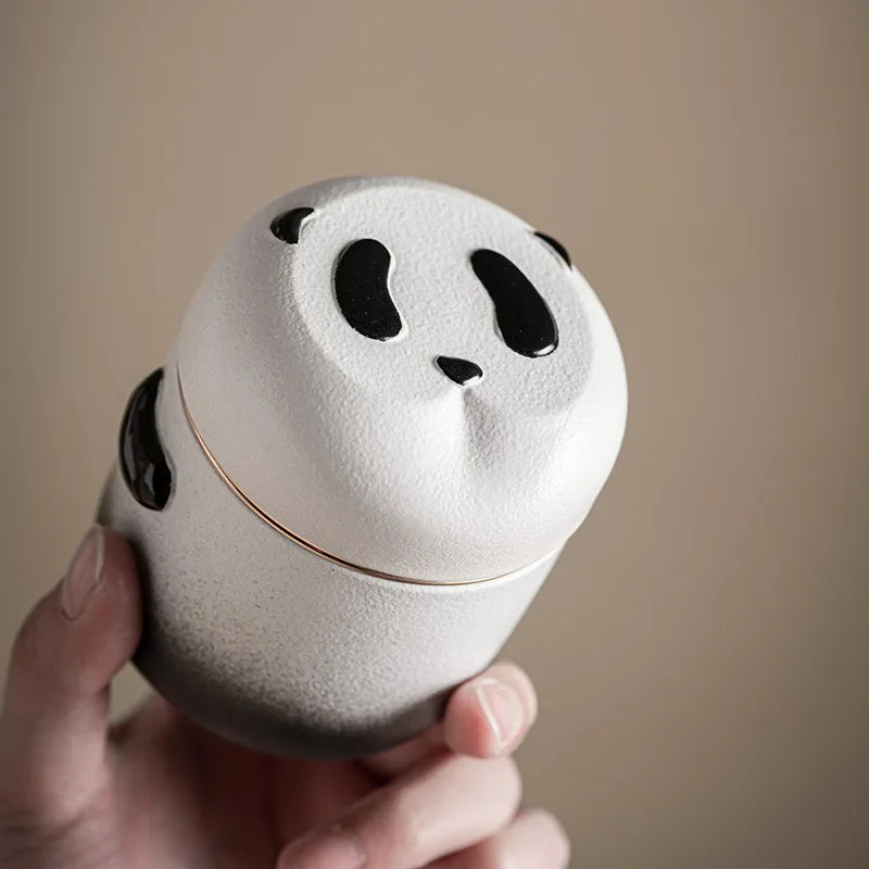 Cute Panda Tea Cup Set Ceramic Tea Cup Tea Pot Office Water Cup with Lid Filter Tea Cup Teaware Chinese Kung Fu Tea Set Gift Box
