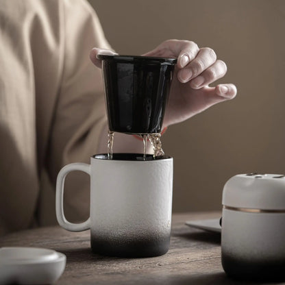 Cute Panda Tea Cup Set Ceramic Tea Cup Tea Pot Office Water Cup with Lid Filter Tea Cup Teaware Chinese Kung Fu Tea Set Gift Box