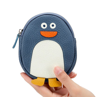 Cute Penguin Coin Purse for Girls Women Genuine Leather Mini Coins Bag Creative Small Storage Bags Kawaii Zipper Purse Wallets