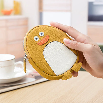 Cute Penguin Coin Purse for Girls Women Genuine Leather Mini Coins Bag Creative Small Storage Bags Kawaii Zipper Purse Wallets