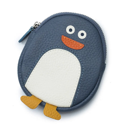 Cute Penguin Coin Purse for Girls Women Genuine Leather Mini Coins Bag Creative Small Storage Bags Kawaii Zipper Purse Wallets