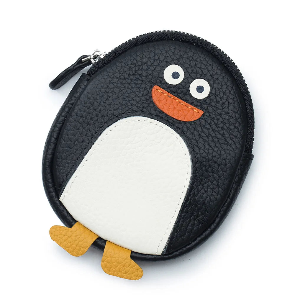 Cute Penguin Coin Purse for Girls Women Genuine Leather Mini Coins Bag Creative Small Storage Bags Kawaii Zipper Purse Wallets