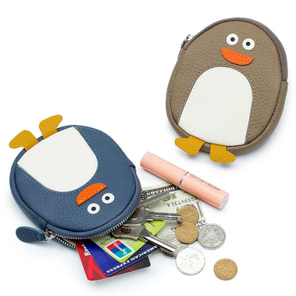 Cute Penguin Coin Purse for Girls Women Genuine Leather Mini Coins Bag Creative Small Storage Bags Kawaii Zipper Purse Wallets