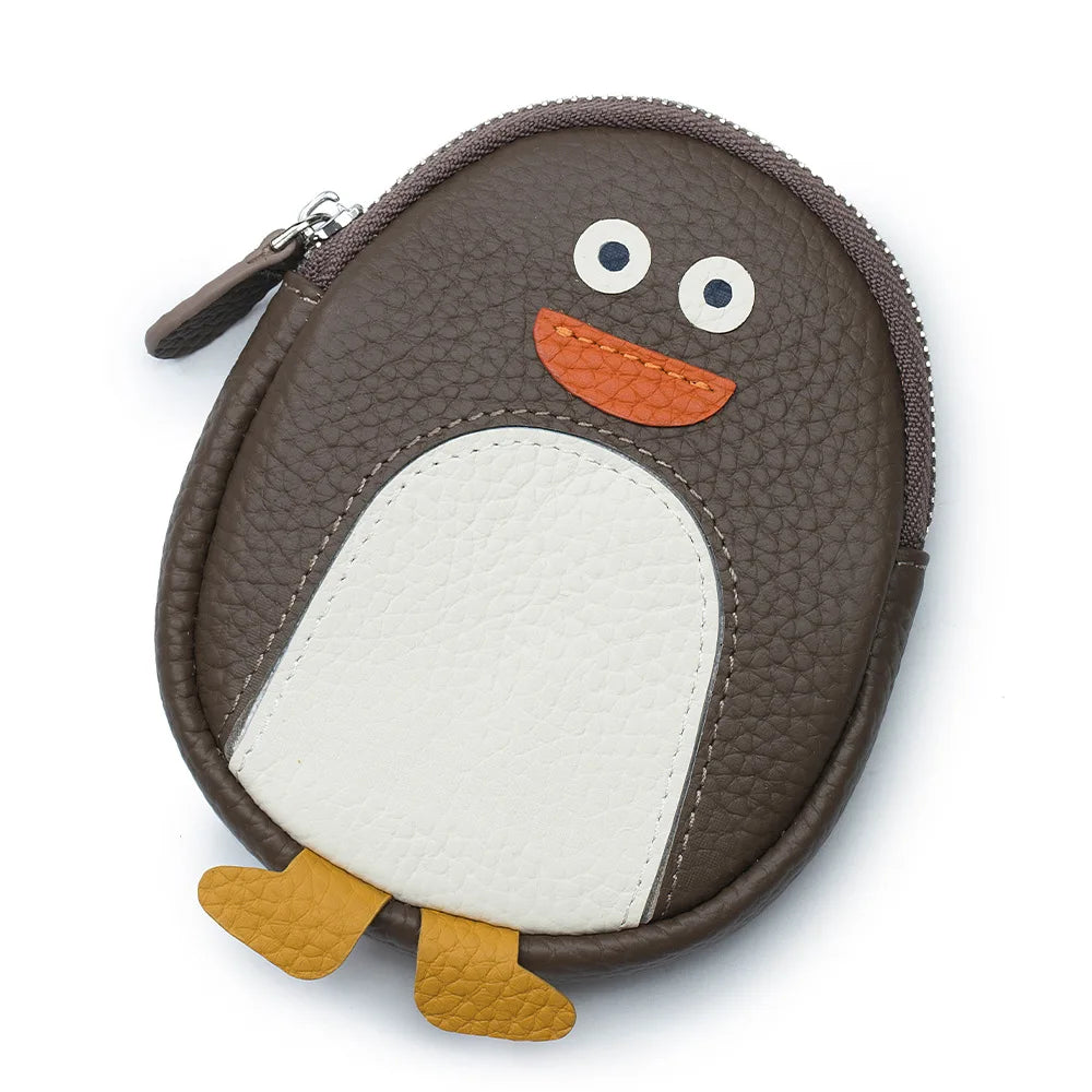 Cute Penguin Coin Purse for Girls Women Genuine Leather Mini Coins Bag Creative Small Storage Bags Kawaii Zipper Purse Wallets